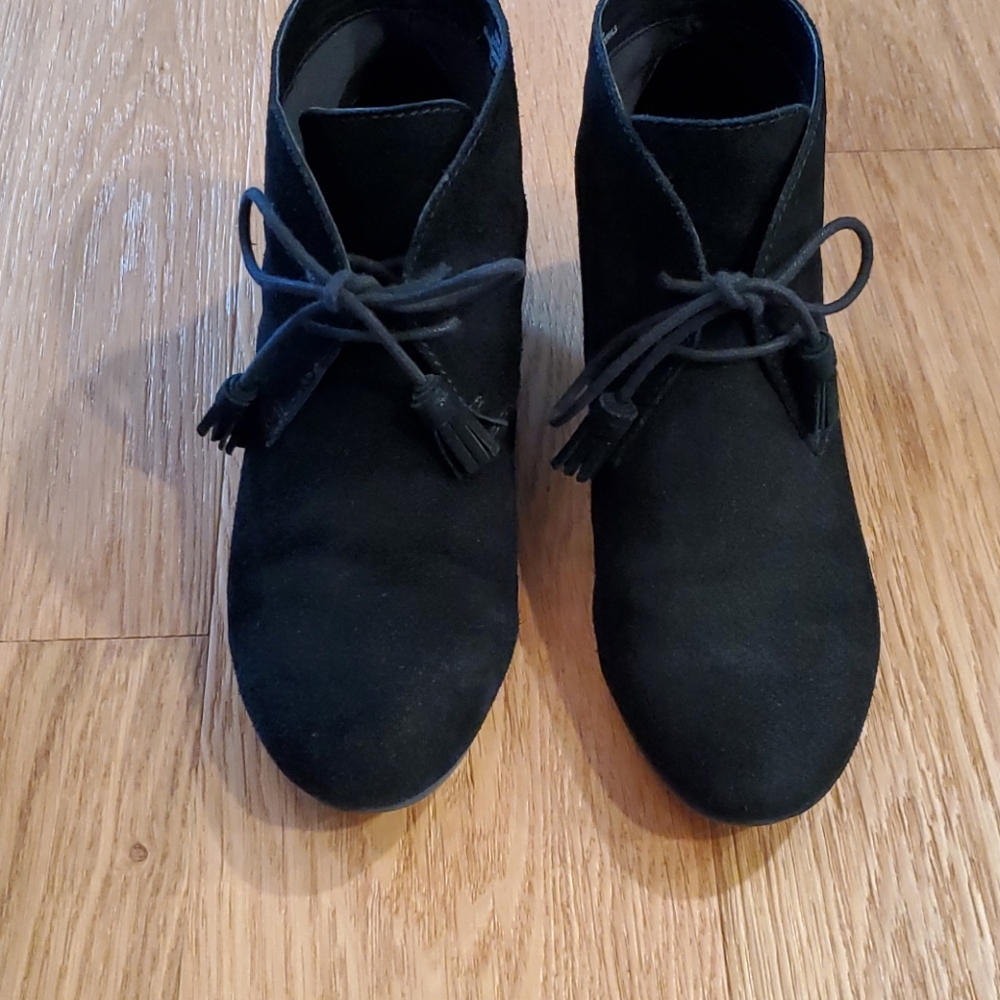 Black suede wedge bootie Crown Vintage Spark